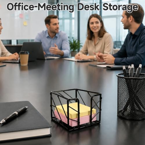 Sticky Note Holder with Iron Cutout，3.8x3.8 Inches, Gold Desk Accessories - Image 5