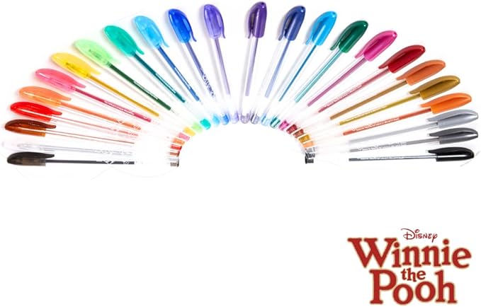 Disney Winnie the Pooh Gel Pens Set for Kids, 24 Pack with Glitter Gel Pens, Cute Pens for Girls and Boys