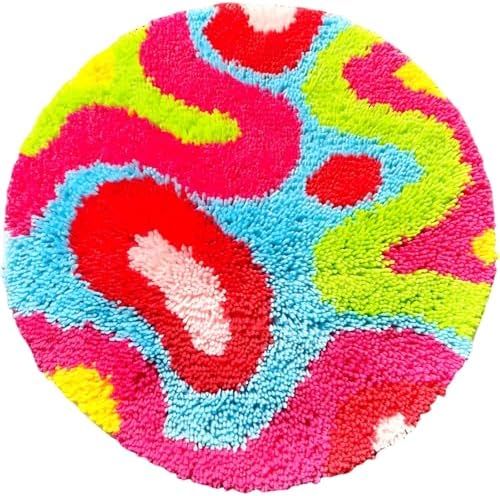 MeoobkCraft Latch Hook Kit for Adults, Abstract Latch Hook Rug Kit, Colorful DIY Craft for Beginners, Home Decor 19.7x19.7in by MeoobkCraft
