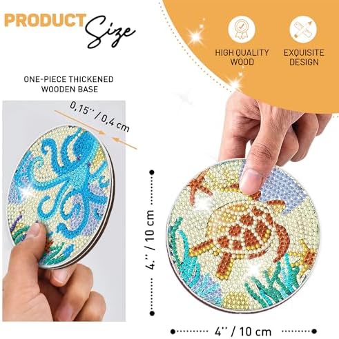 8 Pcs Ocean Animal Shaped Diamond Painting Kits, Diamond Painting Kits with Holder Ocean Animal, Diamond Art Coasters for Beginners Adults - Perfect Art Craft Supplies Gift!… (Ocean Animal) - Image 6