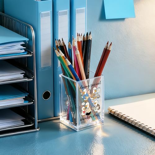 Doing Social Worker Stuff Acrylic Cosmetic Pencil Holder Cup, Silly Goose Pen Holder for Office Desk Accessories for Social Worker, MSW Appreciation Gifts, Marker Holder, MSW Thank You Gifts - Image 4