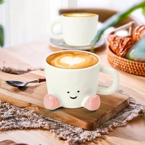 Coffee Mugs,Cute funny Mug For Women, 380ml Unique Ceramic Coffee Tea Cups, Office Mug Gift (pink) - Image 5