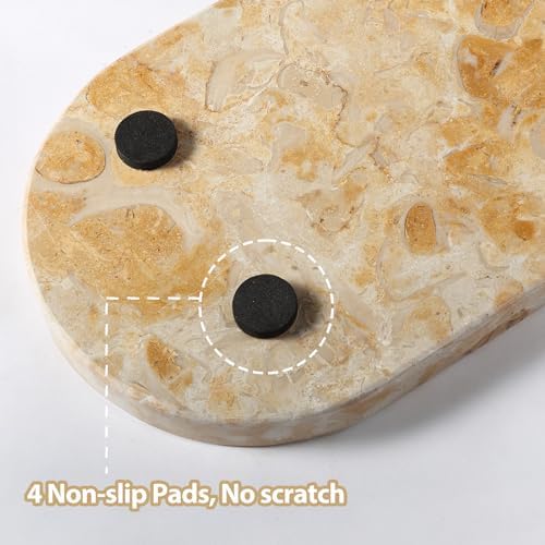 Koville Egypt Natural Marble Tray, 12"x6" Vanity Decorative Tray for Countertop Organizer, Catchall Tray for Perfume, Candles, Jewelry Dish - Image 4