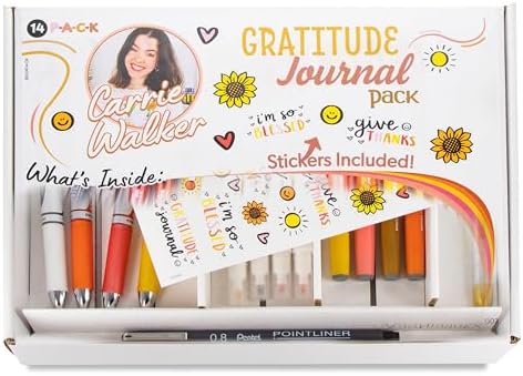 Pentel Carrie Walker Gratitude Writing and Journaling Kit, Gel Pens and Marker Variety Pack, Inspiring Color Palette, 14 Pieces - Image 2