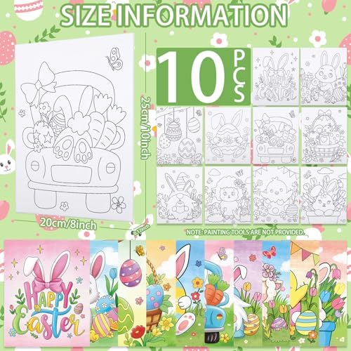 Nuberlic 10Pcs Easter Pre Drawn Canvas to Paint for Kids Girls Boys - Image 2