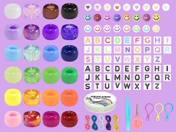 LIS HEGENSA Pony Beads Bulk,Kandi Beads for Necklace Jewelry Making Hair Braiding,Bracelets Making Kits,Hair Bead,Bracelet Plastic Bead for Crafts Braids Girls(24 Color,1000PCS)