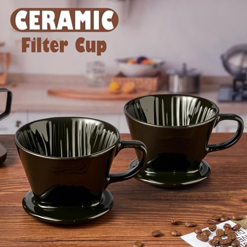 Pour Over Coffee Dripper, Ceramic Pour Over Coffee Maker, Black - Image 3