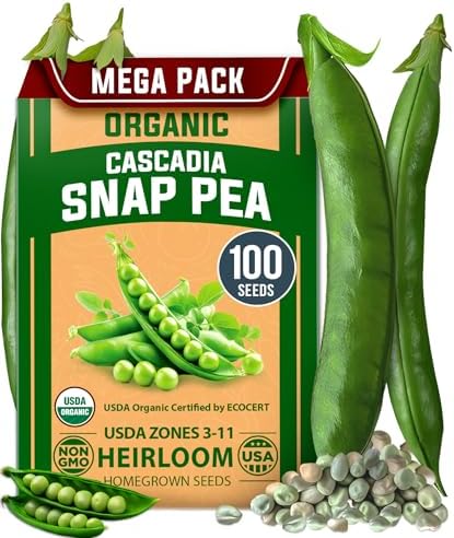 HOME GROWN Organic Cascadia Snap Pea Seeds, 100+ Seeds, Pisum sativum by HOMEGROWN