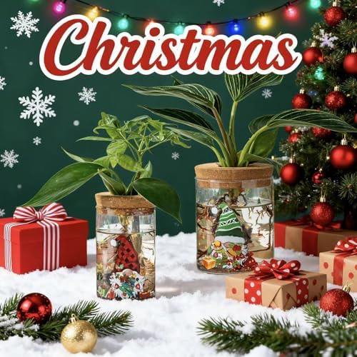 Christmas Vase, Christmas Themed Propagation Stations, Glass Propagation Vases for Plants, Cuttings, Desktop Planter Vase for Home & Office Decor, Set of 6 (3 Large & 3 Small) - Image 3