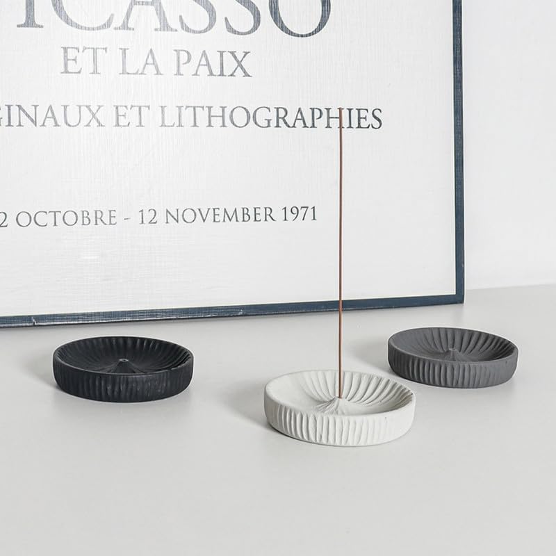 Incense Holder Modern Minimalist Circular Incense Stick Burner for Cones or Sticks for Yoga & Meditation, Enhance Atmosphere,Ceramic Ash Catcher Apricot - Image 4