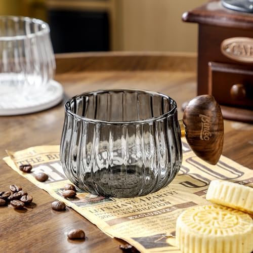 Bincoo Iced Coffee Cups Set of 2,Clear Glass Coffee Mug Set Latte Glasses,250ml Cappuccino Mugs Espresso Coffee Cups with Handle (Gray) - Image 4