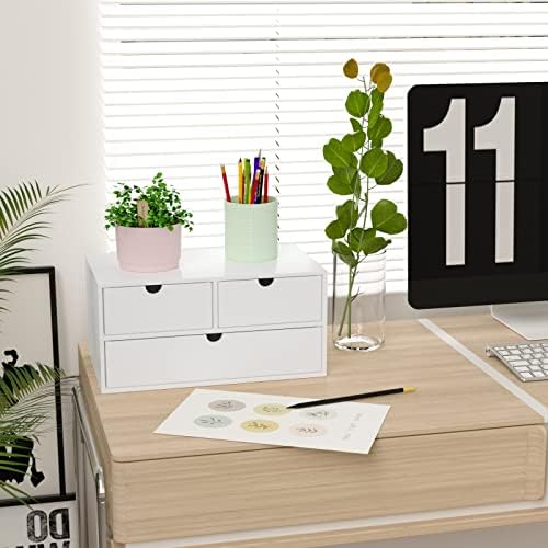 Bamboo Desk Organizer wtih Drawers Mini Desktop Drawer Tabletop Storage - Image 2
