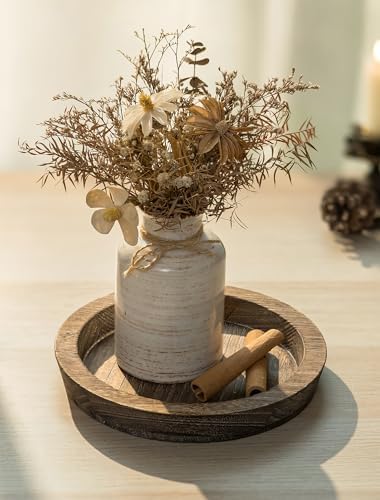 Hanobe Round Wood Candle Holder Trays, Small Coffee Table Centerpiece, 7.8" - Image 4