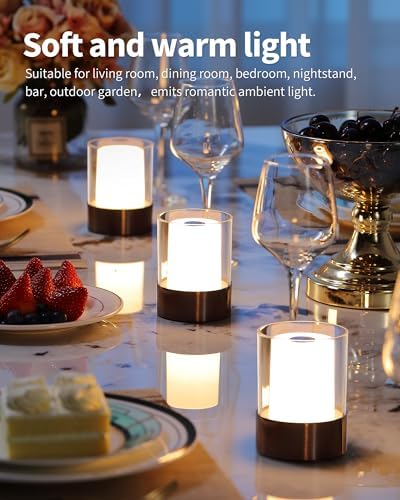4" Black Cordless Table Lamp Set of 2, Outdoor Rechargeable Lamp - Image 2