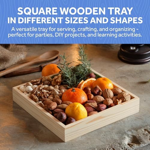 Wood Tray, Pack of 1 Wooden Trays, 6 Inch x 6 Inch Square Platter for Gifting, Sorting and Decor, Coffee Table and Ottoman Tray - Image 2