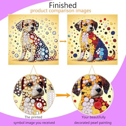 Framed Button Art Kit 11.8" DIY Mosaic Craft for Adults(Dog) - Image 4