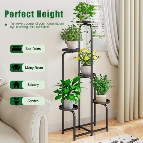INGIORDAR Plant Stand Indoor Outdoor Corner Tall Plant Shelf 5 Tier Metal - Image 2
