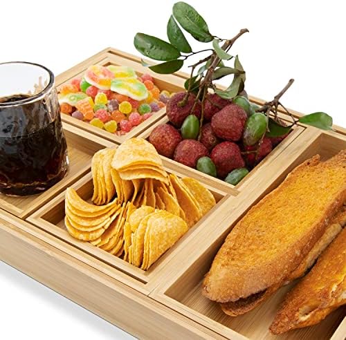 Wood Serving Tray with Handle, Set of 7 Nesting Rectangular Trays for Party - Image 4