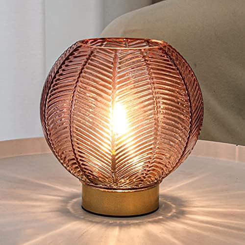 LUSHARBOR Battery Operated Decorative Glass Table Lamp with Timer Red by LUSHARBOR