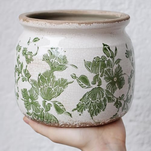 Tuscan Ceramic Indoor Plant Pot, Rustic Farmhouse Vase for Home Decor - Image 5