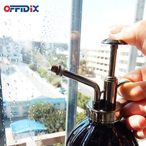 OFFIDIX Plant Mister Flower Watering Can, 6.3" Tall Vintage Pumpkin Style Black Color Glass Spray Bottle & Bronze Plastic Top Pump Ideal for Watering Small Plants Inside Home or Office - Image 6
