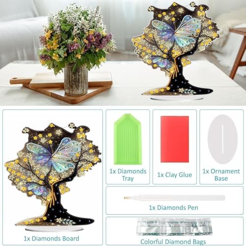 Diamond Painting Kits for Adults Beginners, 5D Full Drill Tree of Life Crystal Art Desktop Ornament, DIY Single Sided Home Office Desk Decor, Creative Craft Gift Set with Tools - Image 3
