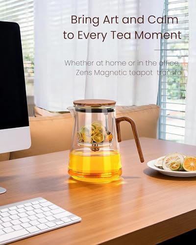 ZENS Magnetic Glass Infuser Teapot for Loose Tea, 34oz Magic Tea Maker - Image 7
