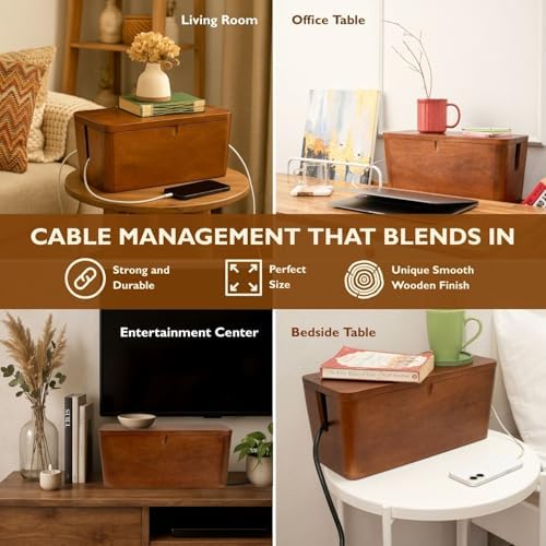 Extra Large Cable Management Box, Power Strip & Cord Hider, Desk Organizer - Image 3