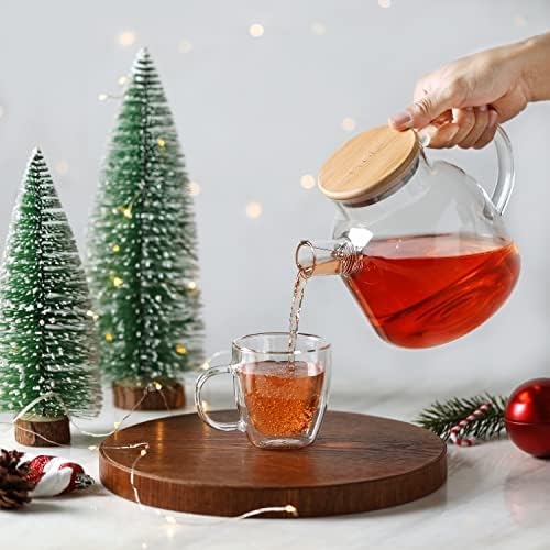 CnGlass Glass Teapot Stovetop Safe,40.6oz Clear Tea pot with Removable Filter Spout,Loose Leaf and Blooming Tea Maker - Image 4
