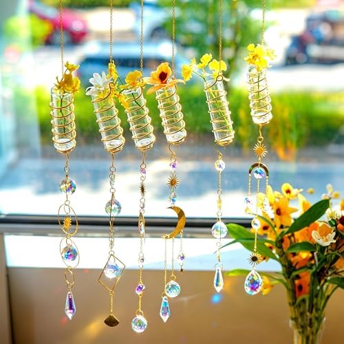 6Pcs Crystal Suncatchers with Propagation Stations Glass Wall Planters - Image 6