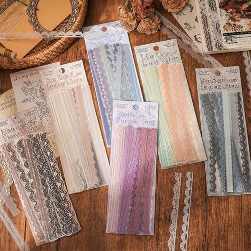40 Pcs Transparent Lace Stickers for Scrapbooking Junk Journal Card Making Collage Diary Planner Notebook Letter Photo Album Craft Project Decoration, 5 Patterns - Image 4