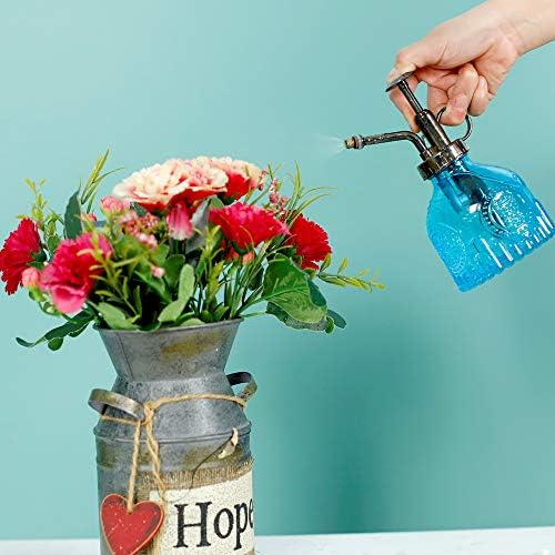Hniuyun Glass Plant Mister Spray Bottle, 6.4 All Vintage Plant Spritzer Watering Can, Bronze Plastic Top Pump, Plant Mister Glass Watering Garden Tool (Blue) - Image 4