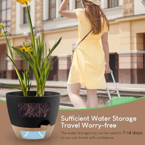 YNNICO Self Watering Plant Pots 10/9/8/7.5/7 inch for Indoor Plants - Image 5