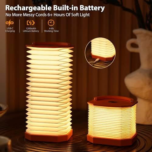 Portable Paper Lamp, Accordion Desk Lamp,Japanese Lanterns lamp - Image 6