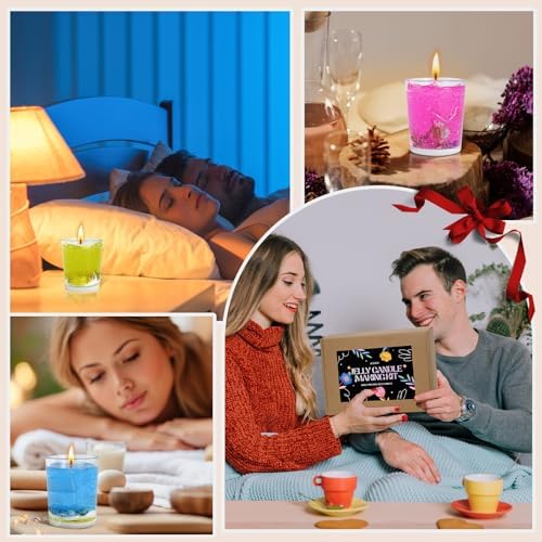 Jcoos Jelly Candle Making Kit, DIY Jelly Wax Melts, Candle Making Kit for Adults, 1.5 lb Gel Wax for Candle Making, Candle Wick, Dried Flowers, Conch, Sand, Dye, Crafting Valentine's Day Gift - Image 6