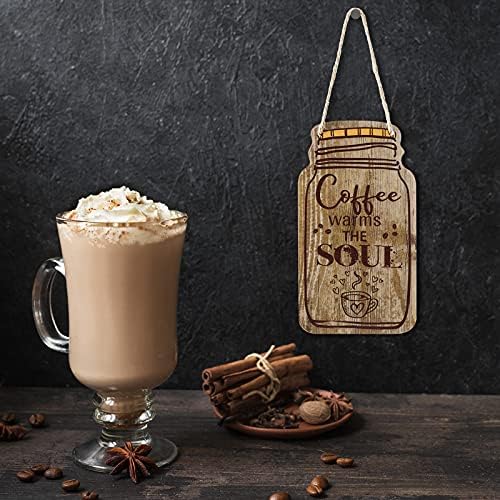 Jetec 3 Pcs Coffee Bar Decor Sign Mason Jar Wall Hanging Plaque Farmhouse Kitchen Decor Wooden Coffee Sign for Kitchen Home Living Room Wall Decorations(Simple Style) - Image 6
