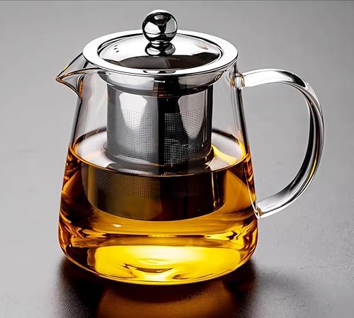 Mini Size Glass Teapot Tea Kettle-with Stainless Steel Removable Infuser for Blooming Tea & Loose Leaf Tea, Microwave & Stovetop Safe, 950ML/32oz (L-950) by Newraturner