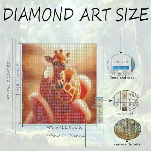 OJTOYART Mini Giraf Diamond Painting Kits for Adults, 5D Animals Diamond Art Kits for Adults Beginners, DIY by Diamonds Art Paintings for Home Wall Decor 13.79 X 13.79inch - Image 5