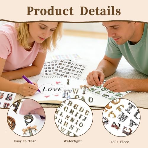 Alphabet & Number Stickers, 50 Sheets Vinyl Letters for DIY Crafts - Image 6