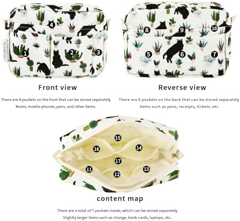Multiple Pockets Portfolio Organizer with Zipper,Makeup Bag Pencil Pouch - Image 4