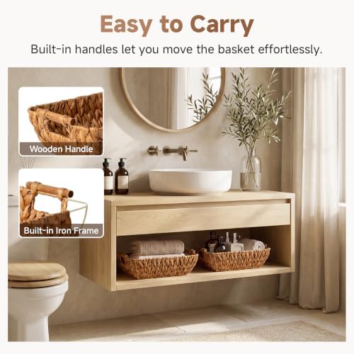 StorageWorks Wicker Storage Baskets, Wicker Baskets for Shelves, Caramel - Image 4