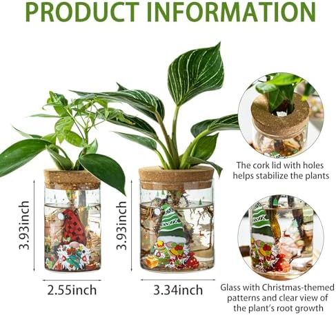 Christmas Vase, Christmas Themed Propagation Stations, Glass Propagation Vases for Plants, Cuttings, Desktop Planter Vase for Home & Office Decor, Set of 6 (3 Large & 3 Small) - Image 2