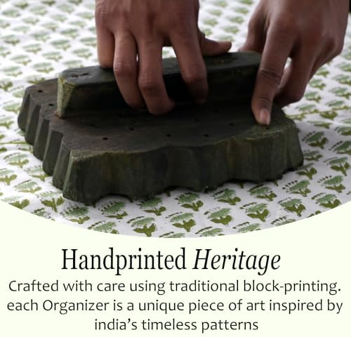 CPC Emerald Green Block Print Set of 3 Desk Organizer - Image 3