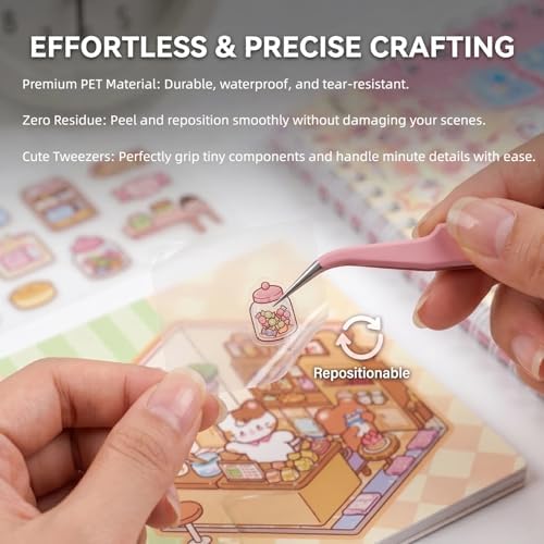 3D Miniature Room Sticker Book, Blue - Image 3