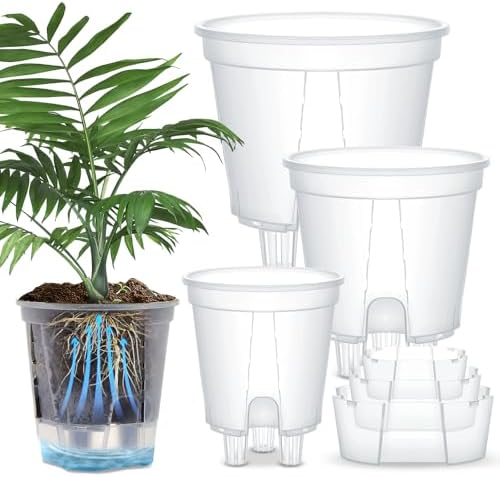 Wonderjune Self Watering Planter, 4.72'', 5.91'', 7.09'', Clear, 3 Pcs by Wonderjune