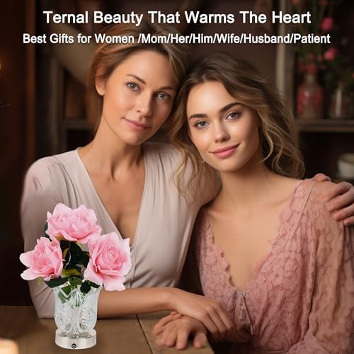 Artificial Pink Rose LED Lamp Night Light,Flower Lamp Gifts for Women Mom Grandma Girlfriend Friend Wife Birthday Christmas Valentines Mothers Day Anniversary, FLower Bedroom Bar Coffee Shop Decor - Image 6