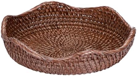 Hipiwe Decorative Key Bowl 8.5" Round Basket Bowl Handwoven Rattan Basket by Hipiwe