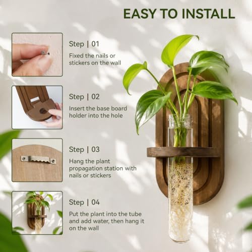 Artilady Plant Propagation Station Wall Hanging, Thick Wood Terrarium Tube - Image 4