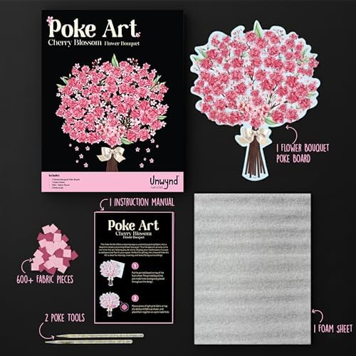 Unwynd Poke Art Cherry Blossom Flower Bouquet Kit for Adults, Women & Teens - Image 5