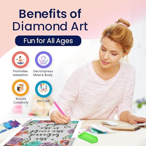 Motivational Floral Diamond Wall Art Kit for Adults 5D Round Drill 12x16 - Image 3
